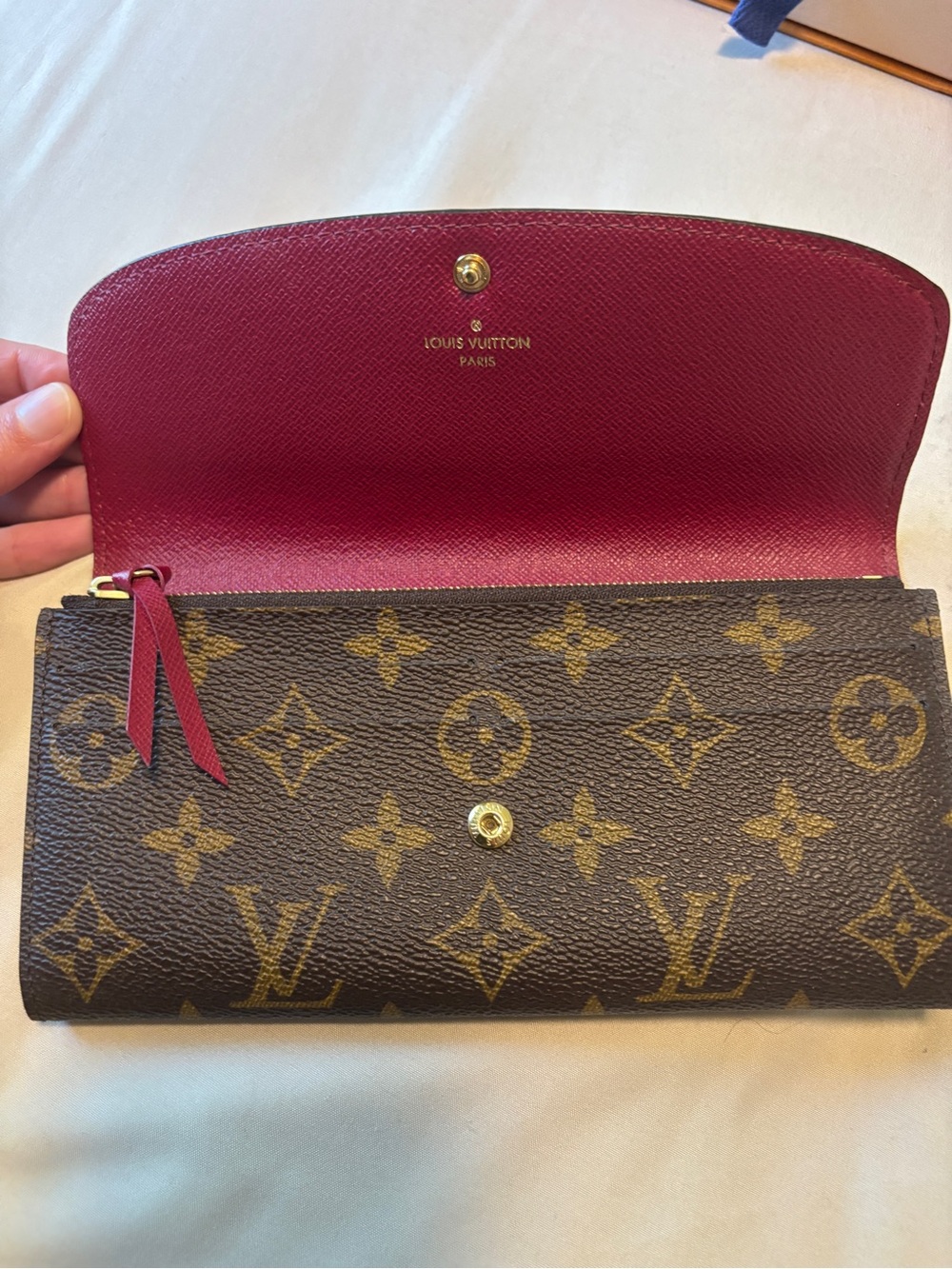 Louis Vuitton Monogram Canvas Wallet in Brown with Pink Snap - Picture 11 of 16